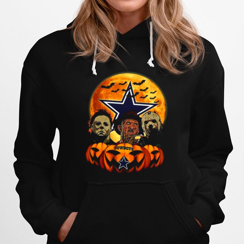 Dallas Cowboys Michael Myers And Freddy Krueger And Jason Voorhees Pumpkin Halloween T-Shirt