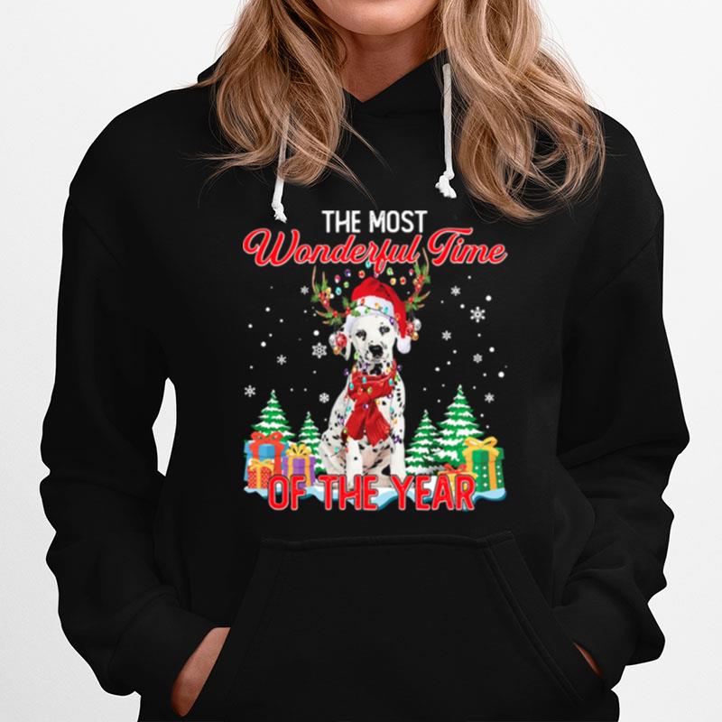 Dalmatian Santa The Most Wonderful Time Of The Year Christmas Hoodie