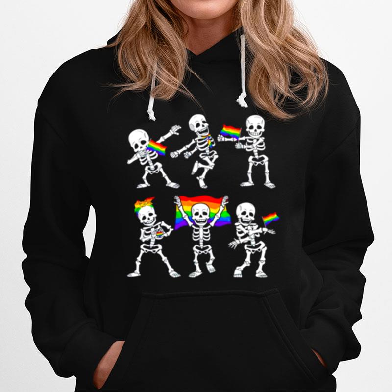 Dancing Skeletons Lgbt Gay Rainbow Flag Men Women Halloween Hoodie