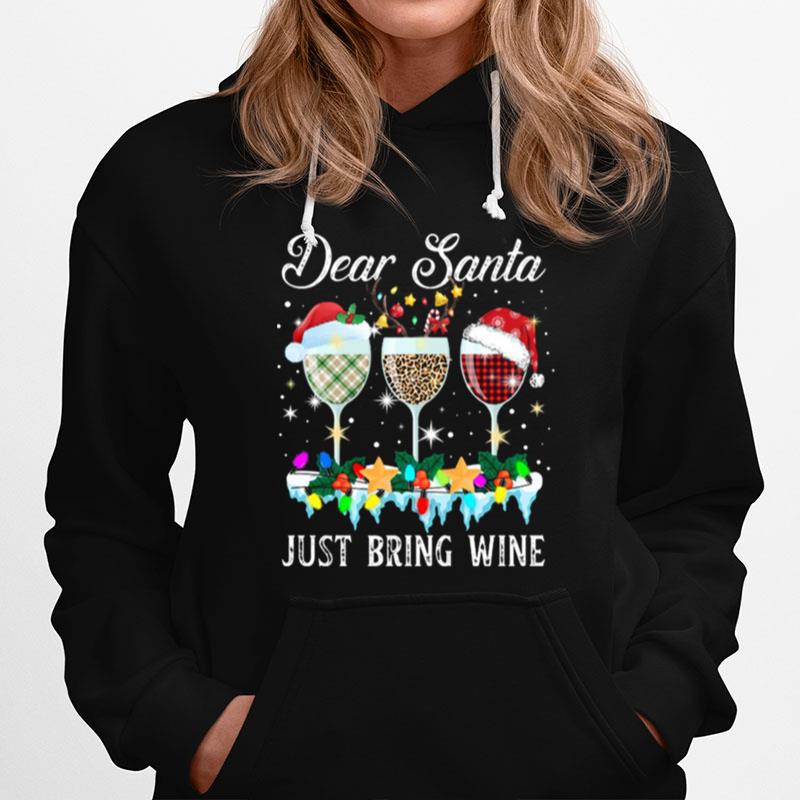 Dear Santa Just Bring Wine Christmas Pajama Costume Hoodie