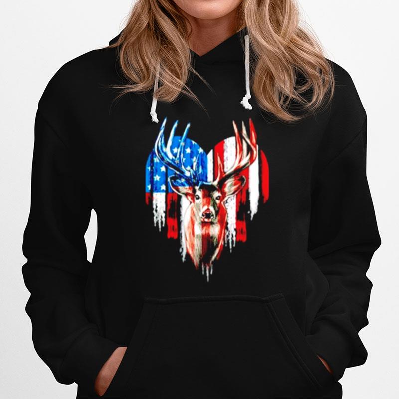 Deer American Flag Happy 4Th Of July Hoodie