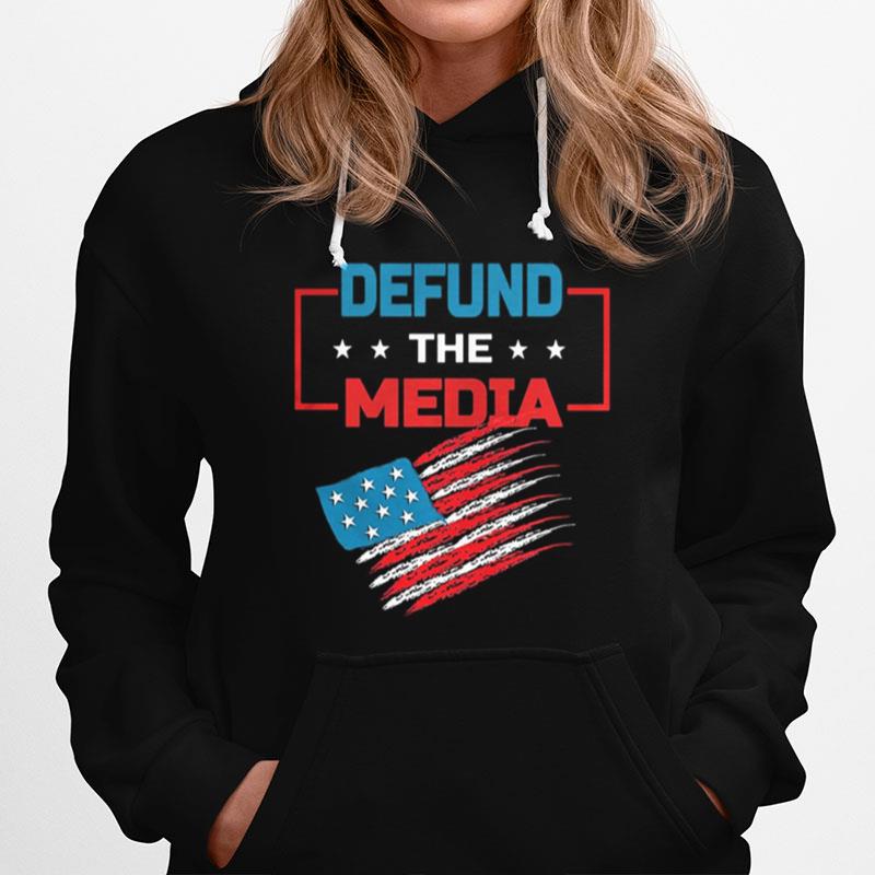 Defund The Media American Flag Hoodie