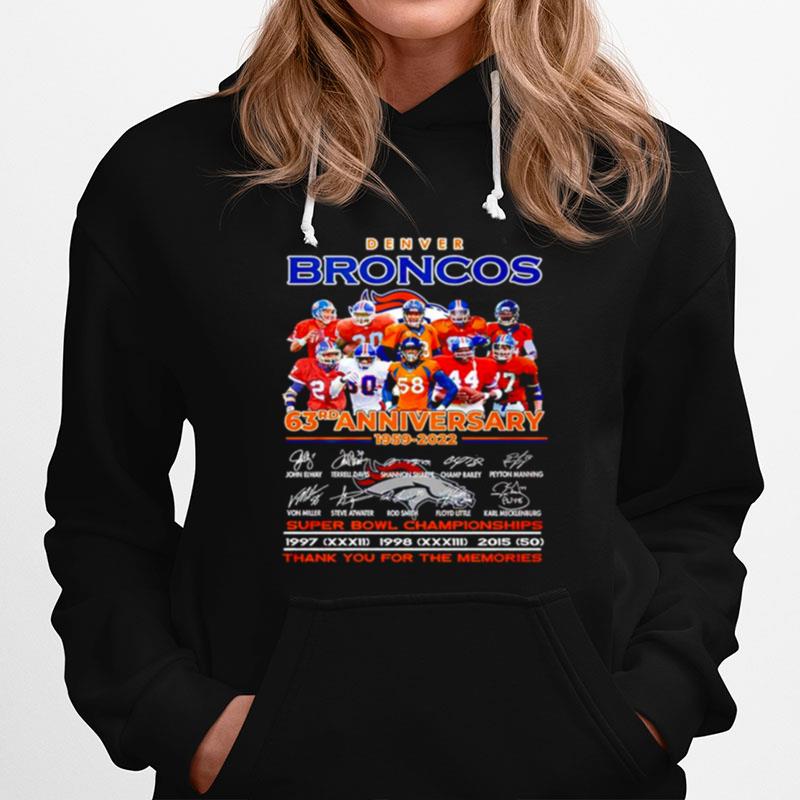 Denver Broncos 63Rd Anniversary 1959 2022 Thank You For The Memories Hoodie