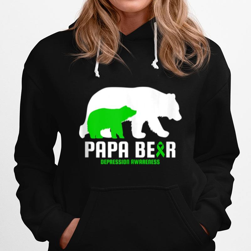 Depression Awareness Unhappiness Related Papa Bear Ribbon Hoodie