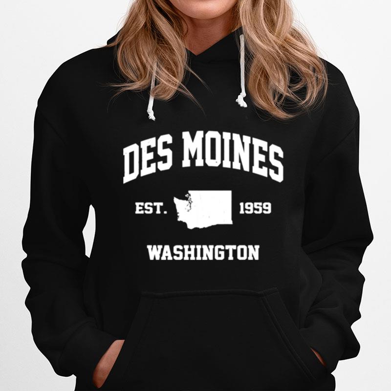 Des Moines Washington Wa Vintage State Athletic Style Hoodie