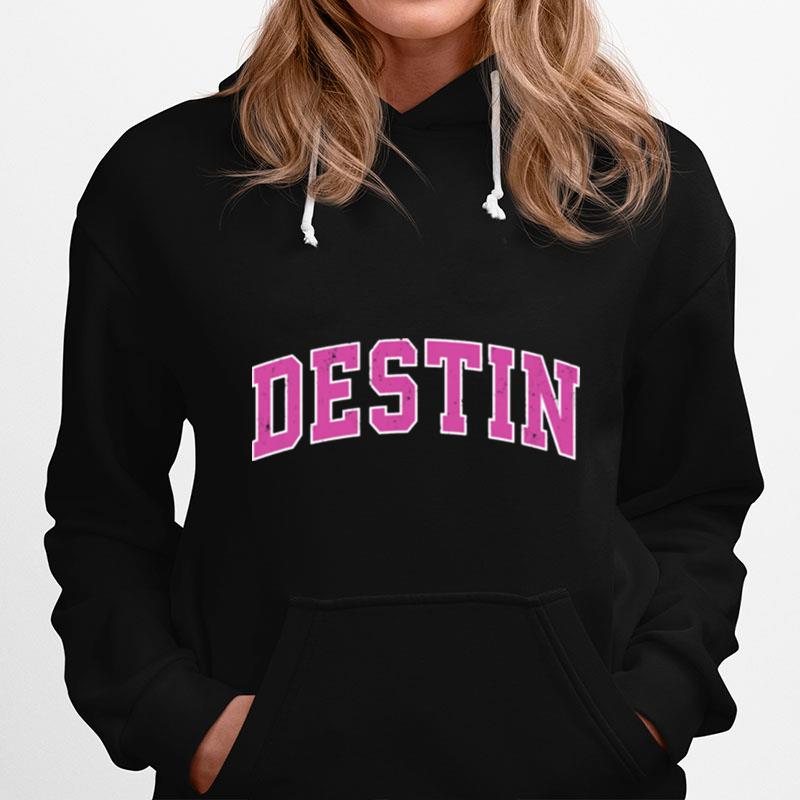 Destin Florida Fl Vintage Sports Design Pink Design Hoodie