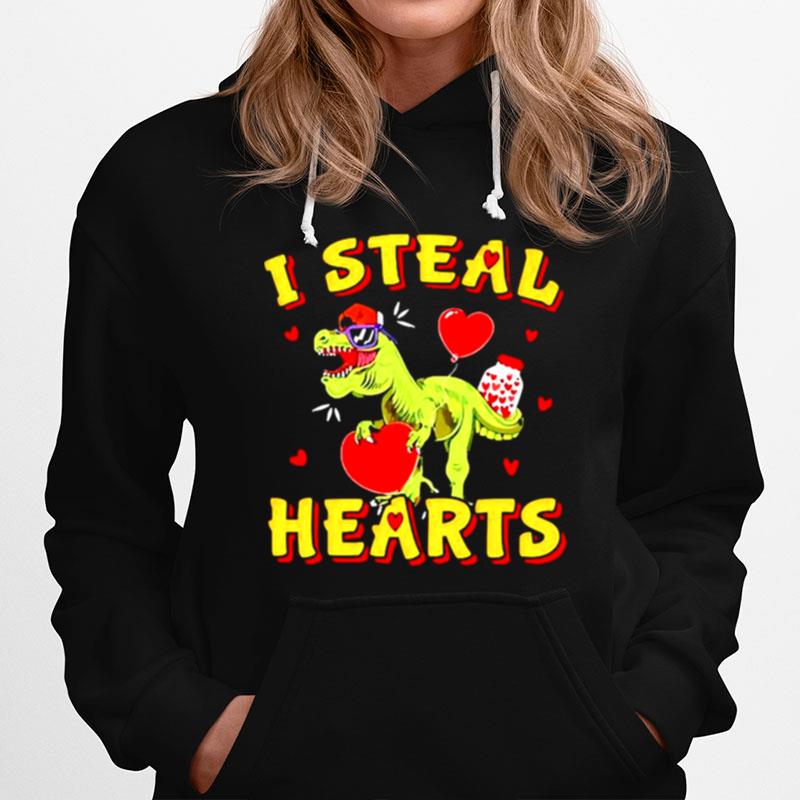 Dinosaur Valentines Day I Steal Hearts Hoodie