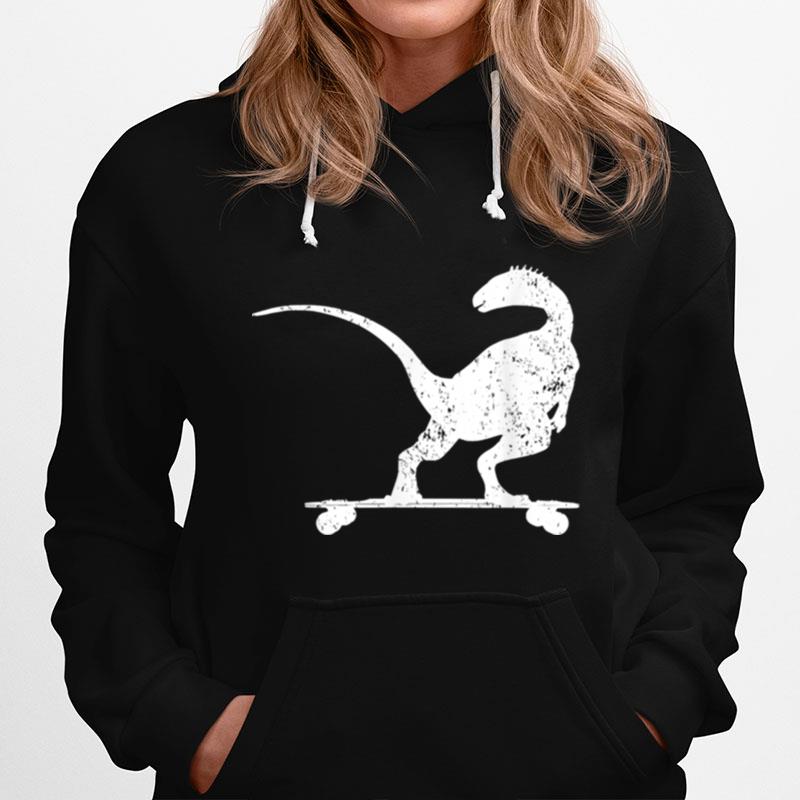 Dinosaurs On Longboard Skater Hoodie