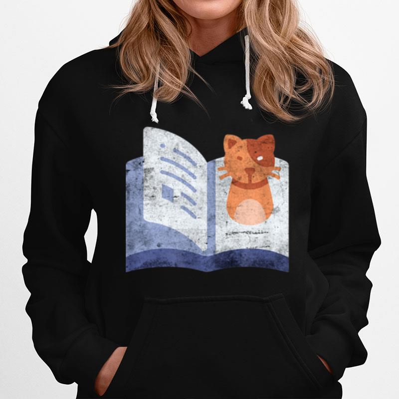 Distressed Book And Cat Reading Introvert Hoodie