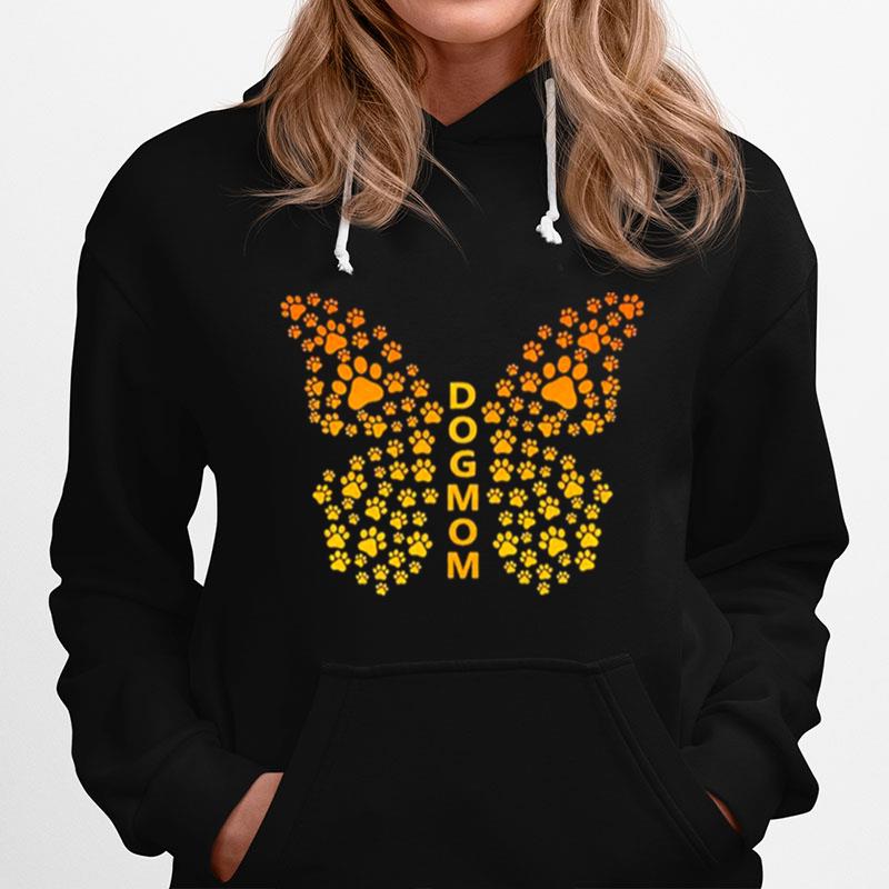 Dog Mom Butterfly Paw Print Pet Dog Lovers Hoodie