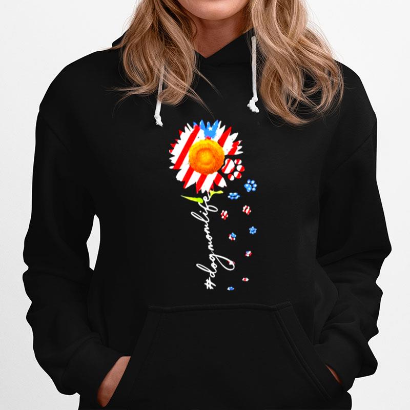 Dog Mom Life Sunflower American Flag Hoodie