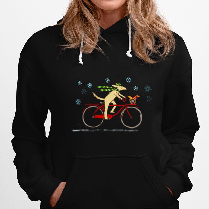 Dog Riding Bicycle With Squirrel Winter Holiday Christmas Hoodie