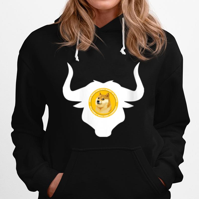 Dogecoin Bull Head Cool Blockchain Hodl Cryptocurrency Ox Hoodie