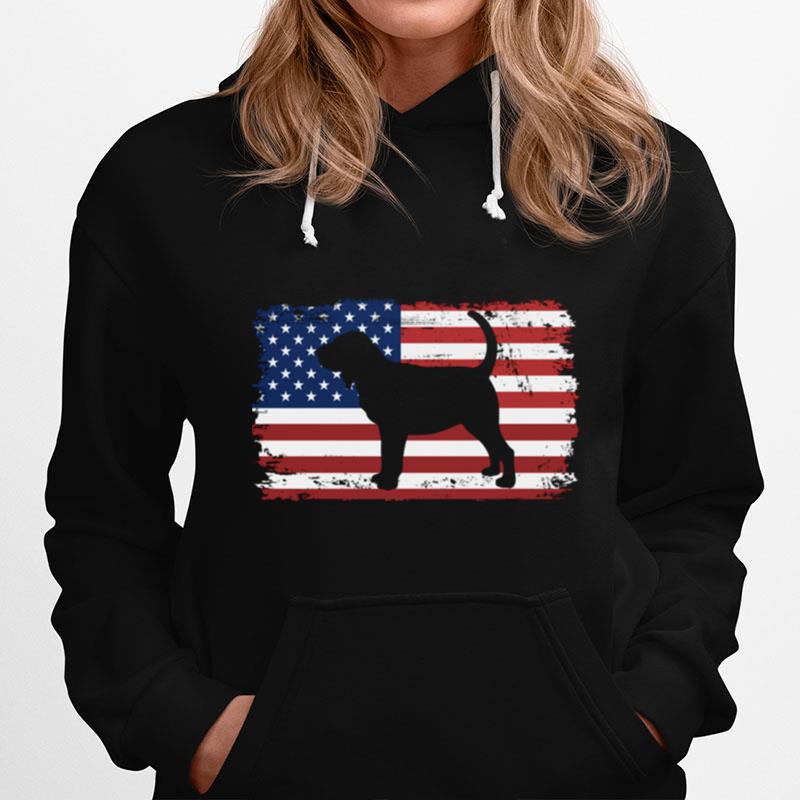 Dogs 365 Vintage Bloodhound Dog Us American Flag Hoodie