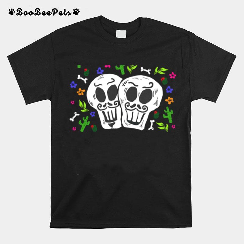 Double Skulls Day Of The Dead Dia De Muertos Mexican T-Shirt