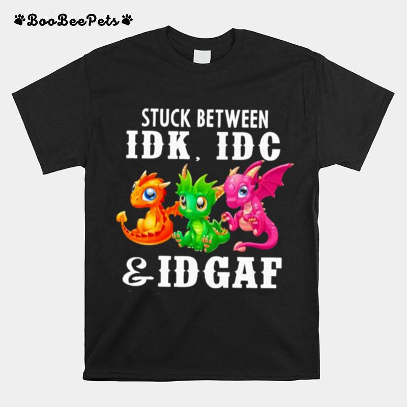 Dragons Stuck Between Idk Idc And Idgaf T-Shirt