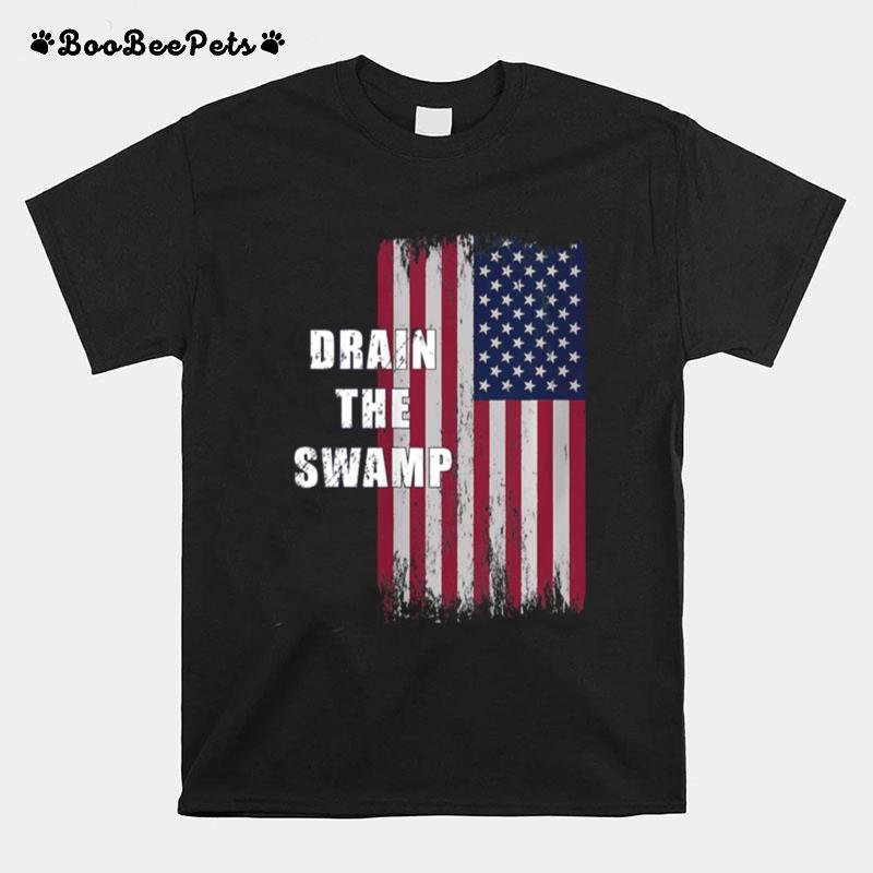 Drain The Swamp President Donald Trump Usa Flag T-Shirt