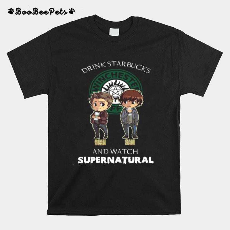 Drink Starbucks Winchester Coffee And Watch Supernatural T-Shirt