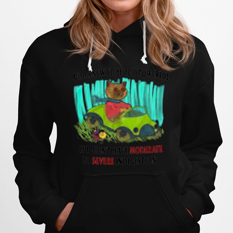 Driving Cat God Knew Id Be Too Powerful If I Didnt Have Moderate To Severe To Severe Indigestion Hoodie