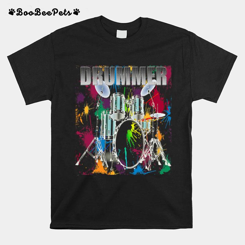 Drummer Drum Set Art Graphic Design Drum Player T-Shirt