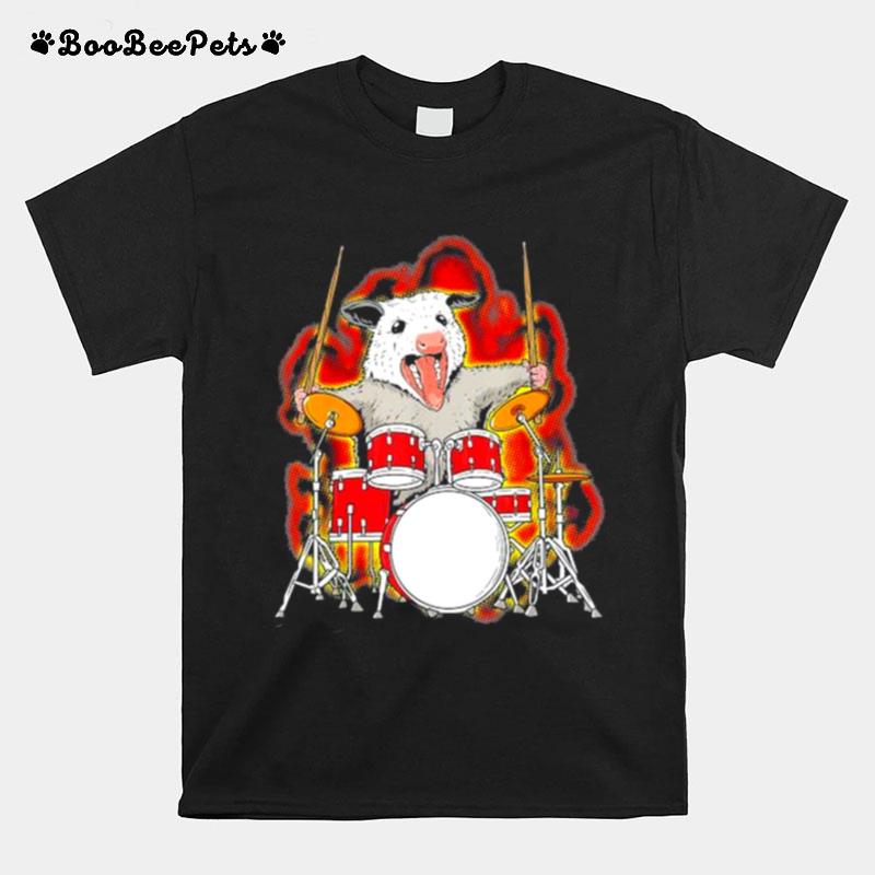 Drumming Opossum Playing The Drums Drummer T-Shirt