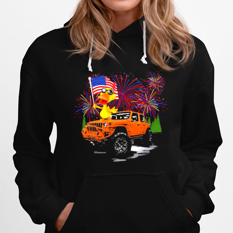 Duck And Jeep Firework Happy 4Th Of July Hoodie