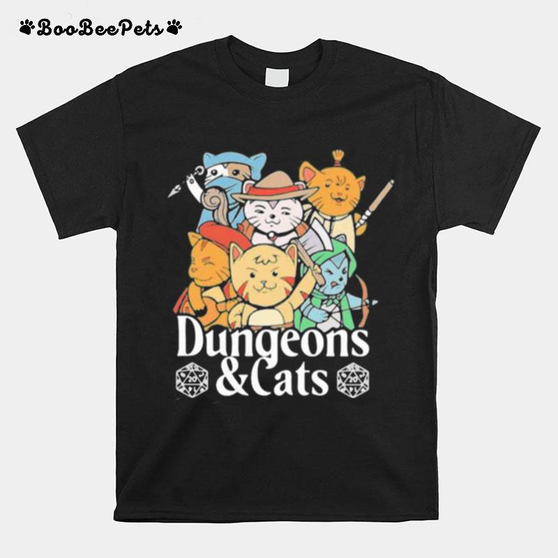 Dungeons And Cats Game Characters Art T-Shirt