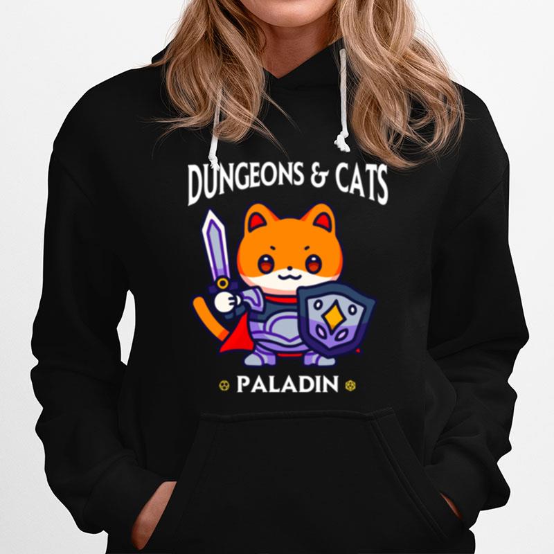 Dungeons And Cats Paladin Rpg D20 Fantasy Gamer Cat Hoodie