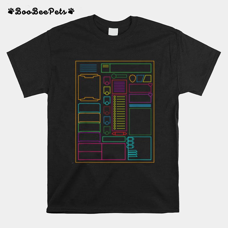 Dungeons Character Sheet Fantasy Rpg Gamer T-Shirt