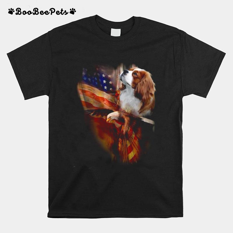 Eagle Cavalier King Charles Spaniel American Wings Happy 4Th Of July T-Shirt