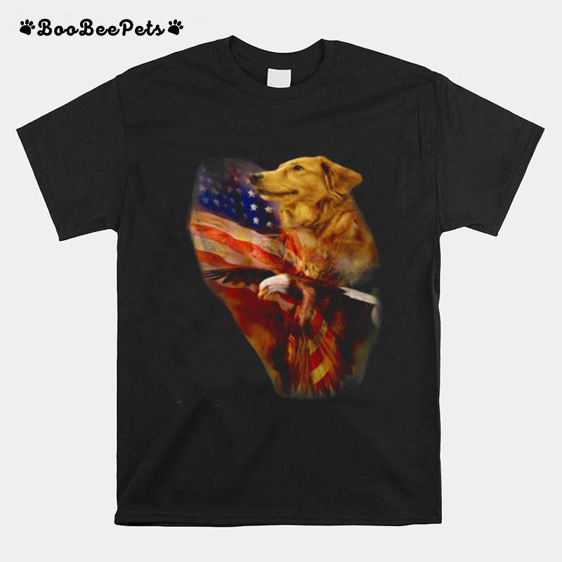 Eagle Cgolden Retriever American Wings Happy 4Th Of July T-Shirt