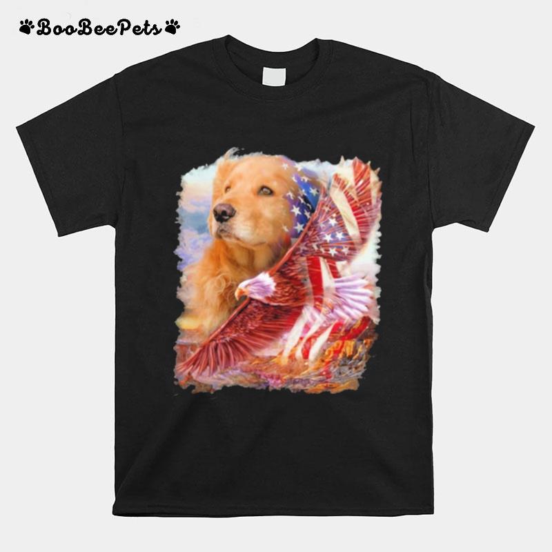 Eagle Golden Retriever American Wings Happy 4Th Of July T-Shirt