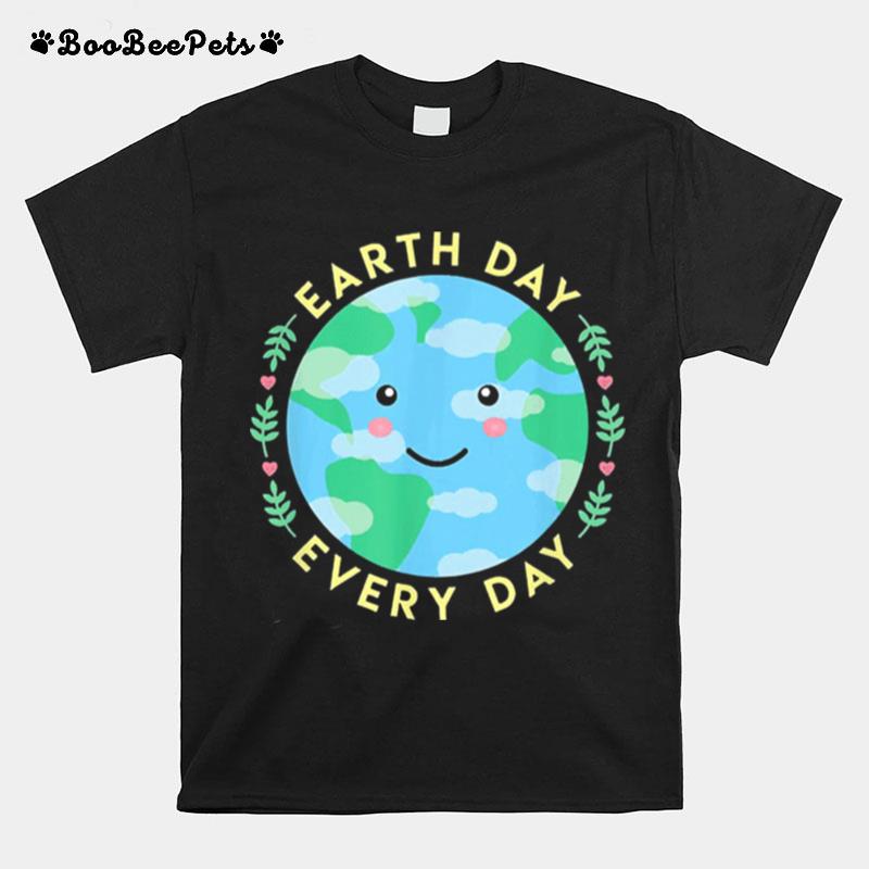 Earth Day Every Day Love The Environment Cute Kawaii Planet T-Shirt