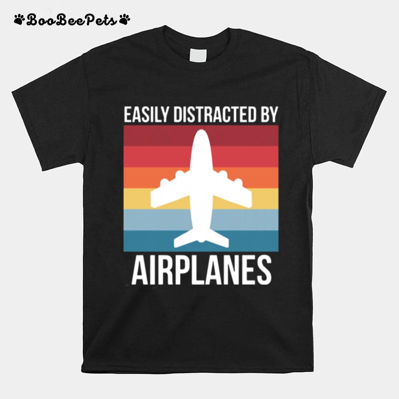 Easily Distracted By Airplanes Vintage T-Shirt