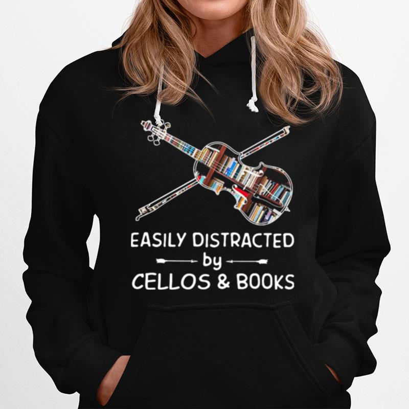Easily Distracted By Cellos And Books Violin Hoodie