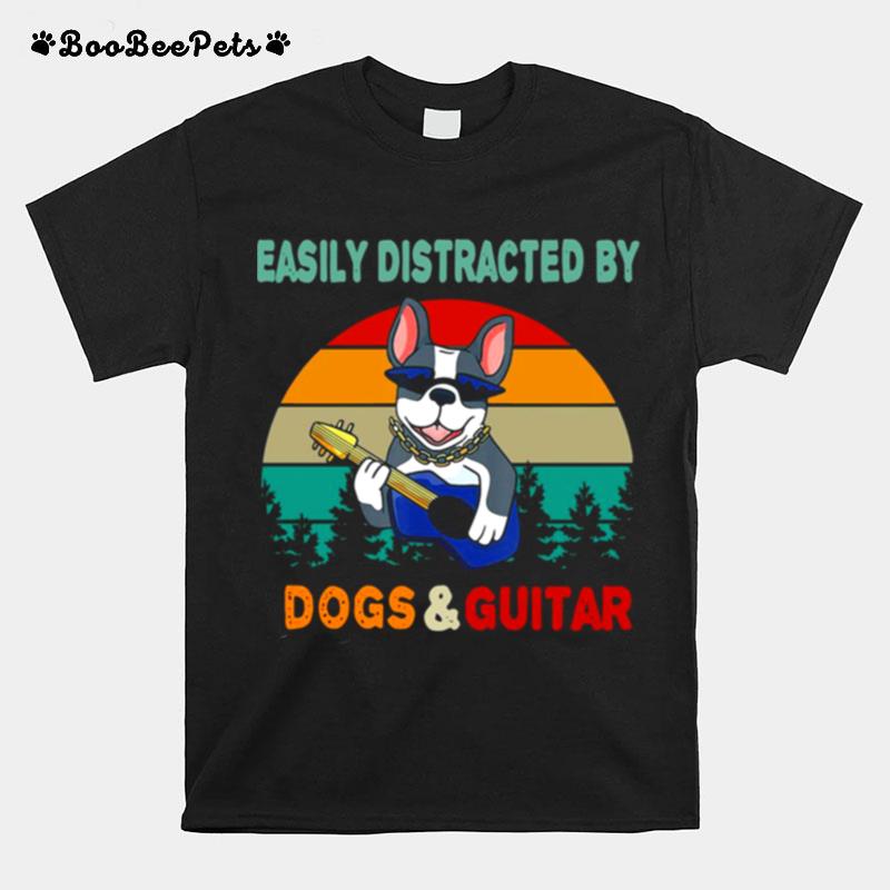 Easily Distracted By Dogs And Guitar Vintage T-Shirt