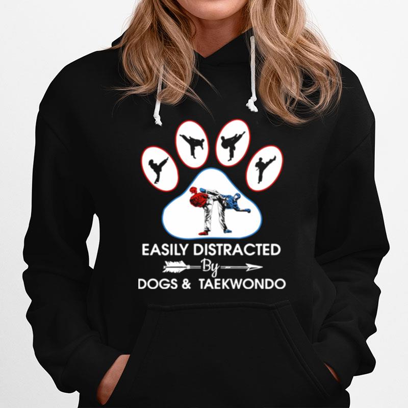 Easily Distracted By Dogs And Teakwondo Cat Feet Hoodie