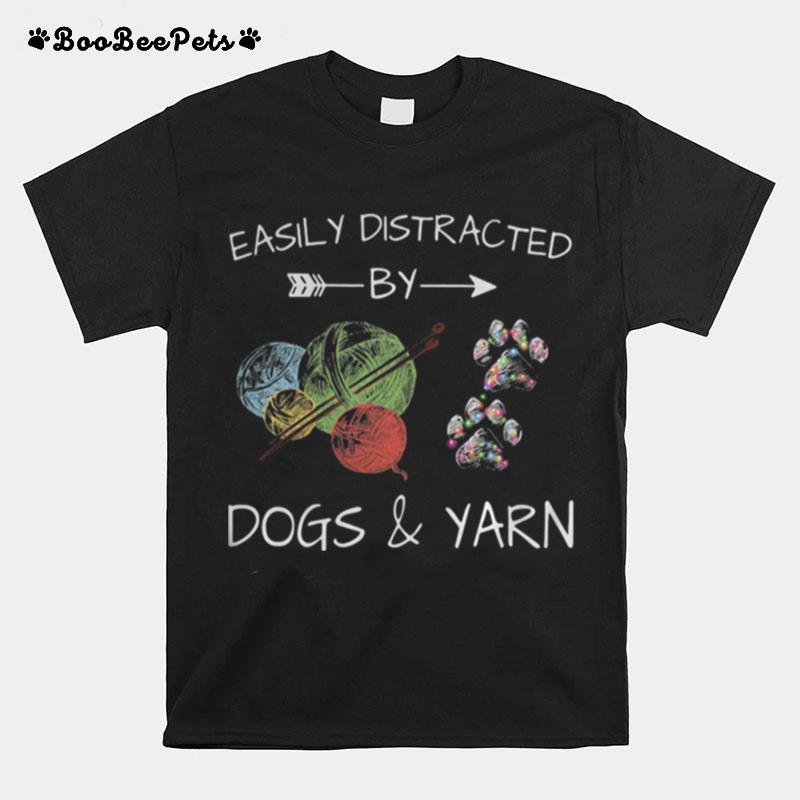 Easily Distracted By Dogs And Yarn Christmas T-Shirt