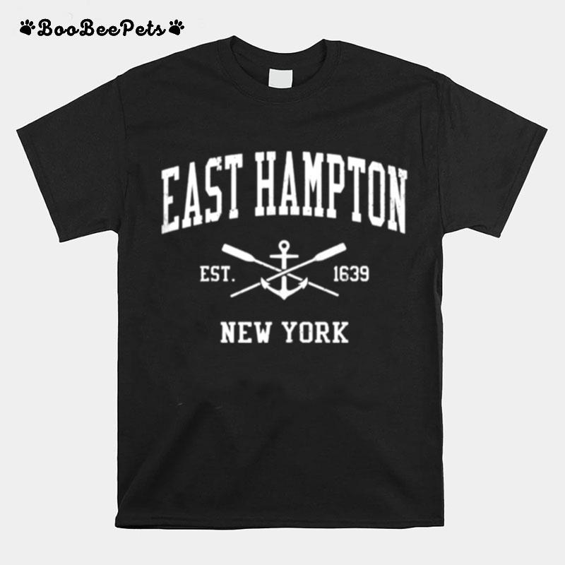 East Hampton Ny Vintage Crossed Oars Boat Anchor Sports T-Shirt
