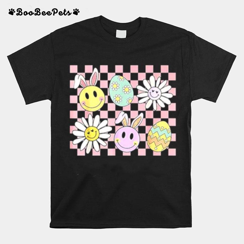 Easter Groovy Bunny Pastel Check Egg T-Shirt