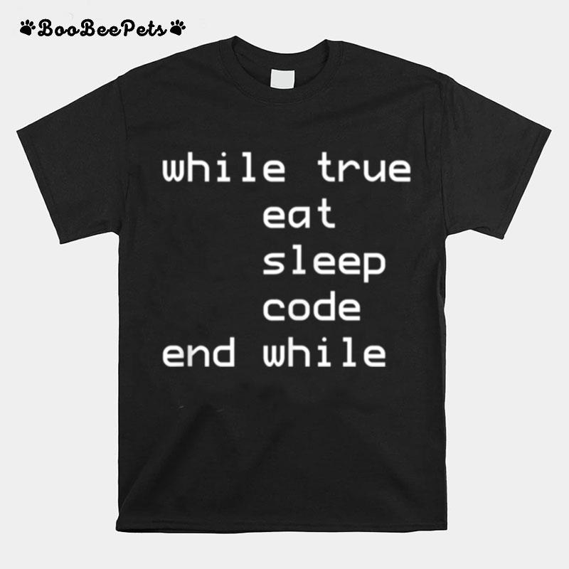 Eat Sleep Code White Text T-Shirt