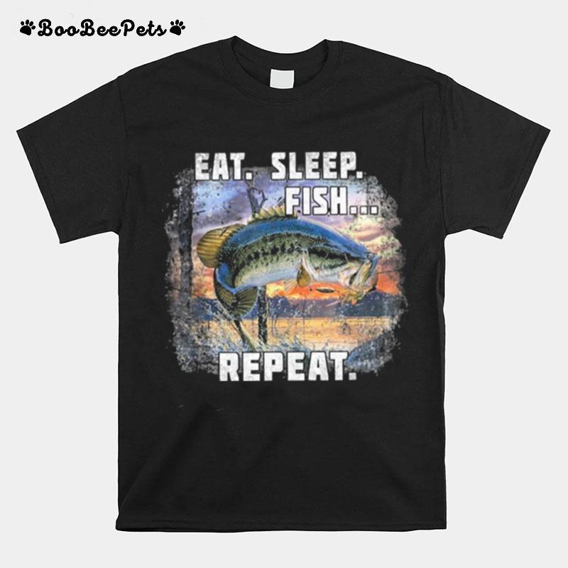 Eat Sleep Fish Repeat Fishing Vintage T-Shirt