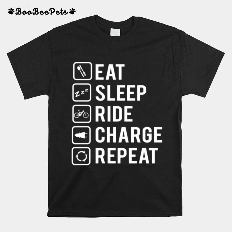 Eat Sleep Ride Charge Repeat Ebike T-Shirt