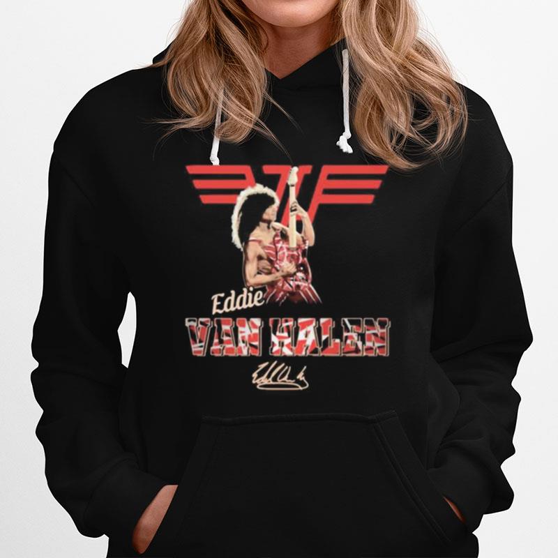 Eddie Van Halen Playing Guitar Signature Hoodie