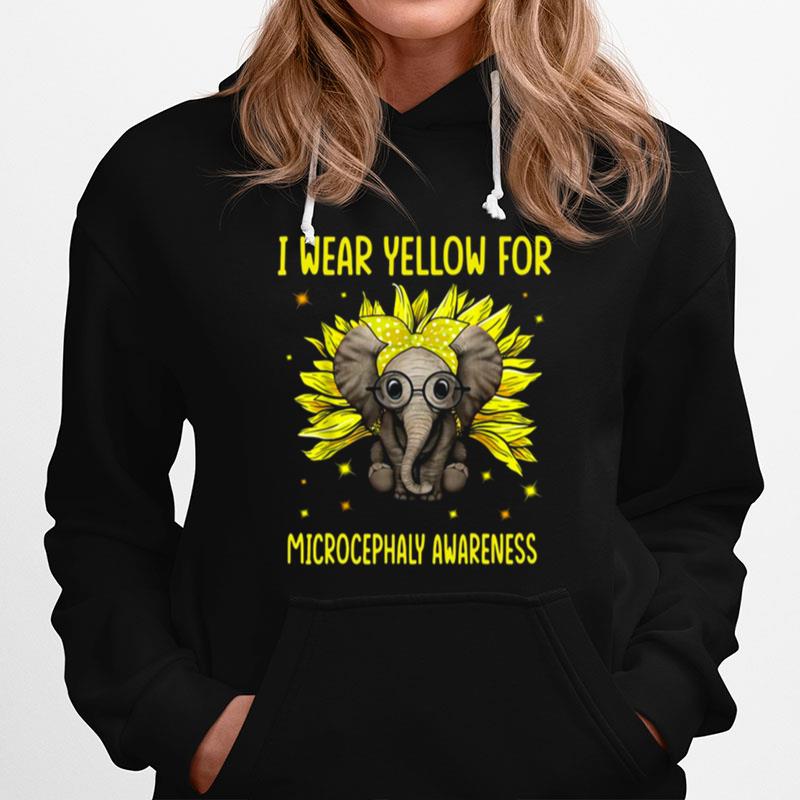 Elephant Sunflower I Wear For Yellow Microcephaly Awareness Hoodie