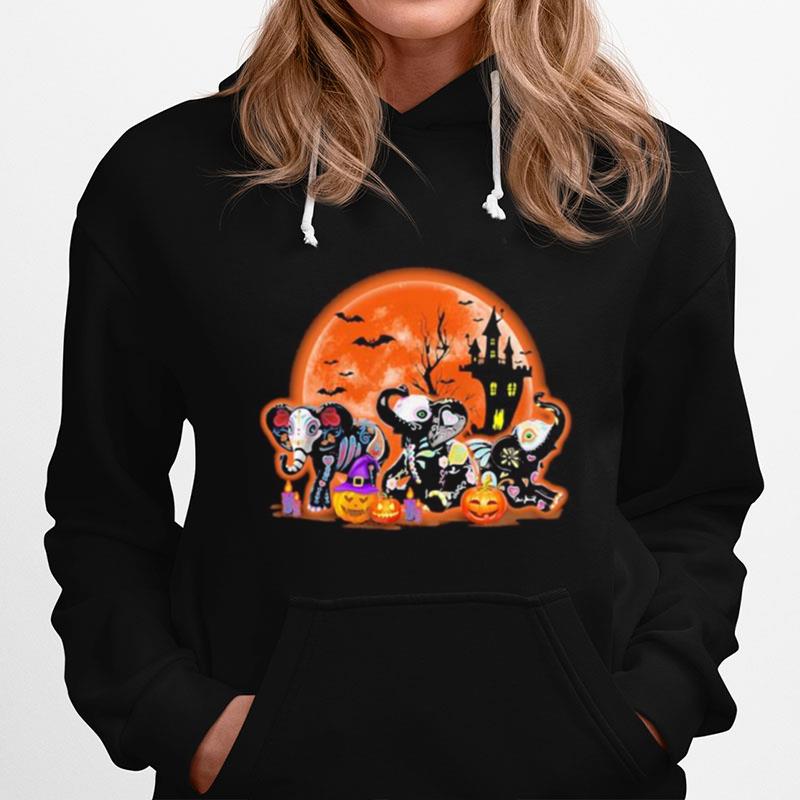 Elephants Pumpkin Moon Halloween Hoodie