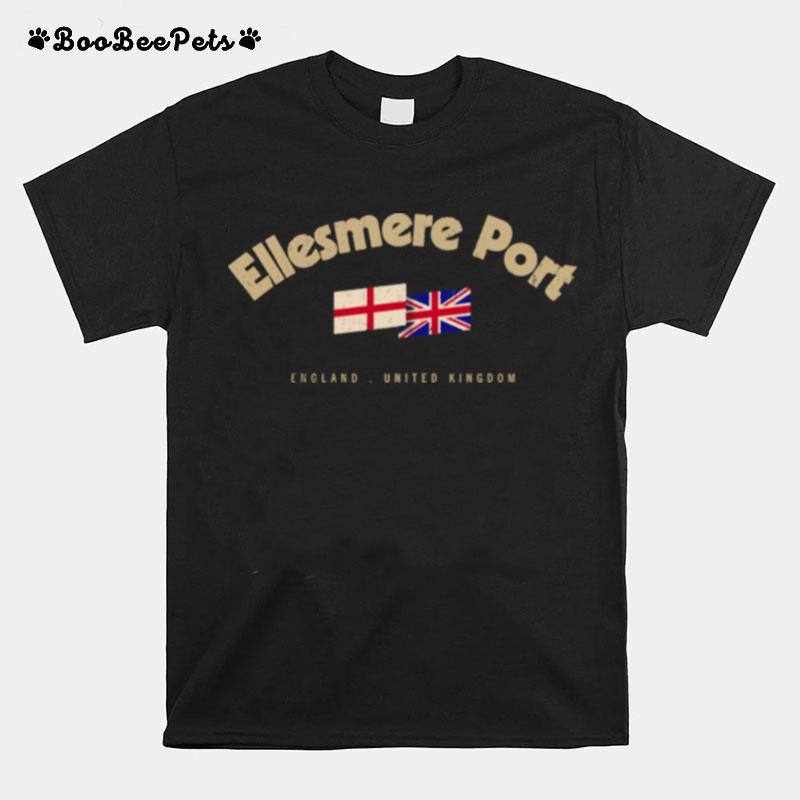 Ellesmere Port City Name Vintage Uk Flag British Flag T-Shirt