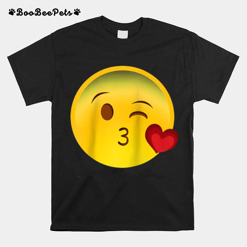 Emoji Wink Kiss Face Puckered Lips Throwing Blowing A Kiss T-Shirt