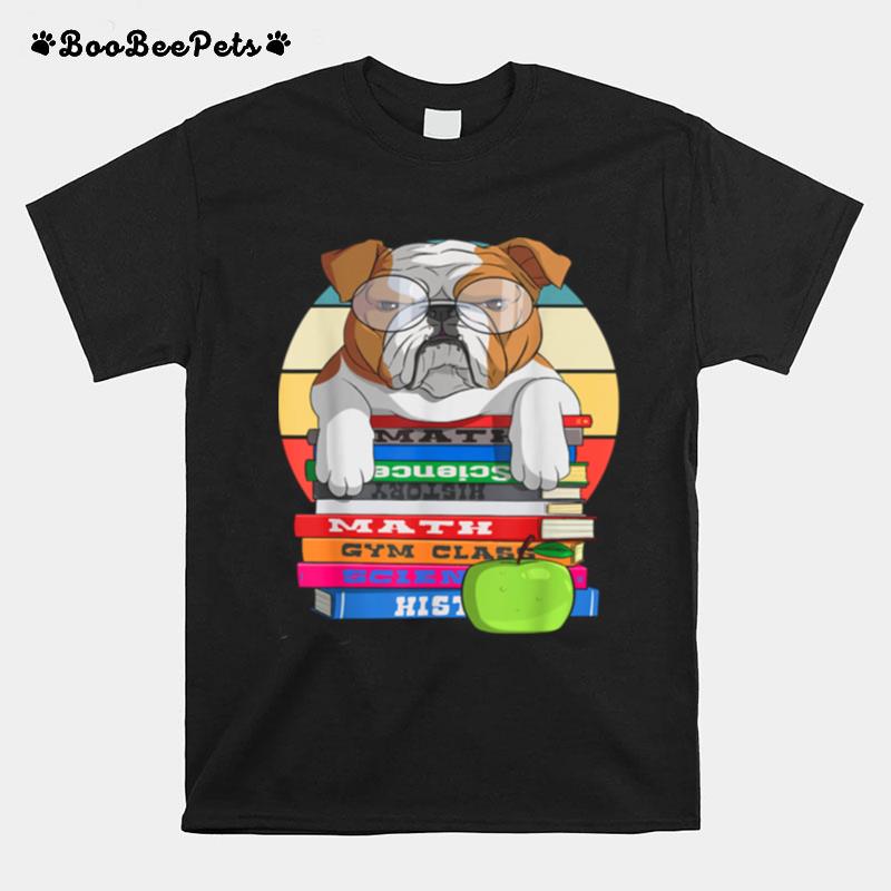 English Bulldog Back To School Book Worm Dog T-Shirt