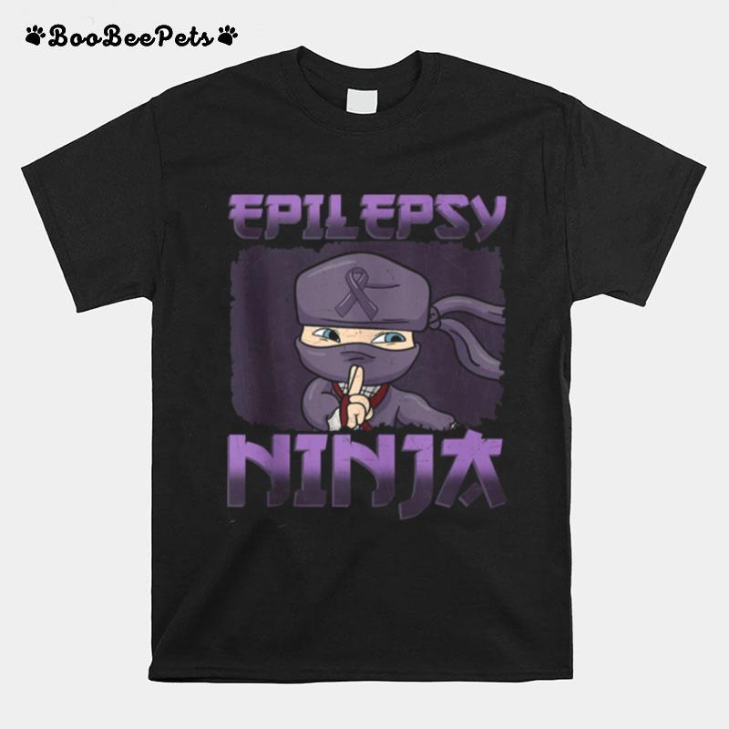 Epilepsy Awareness Ribbon Epileptic Purple Ninja T-Shirt